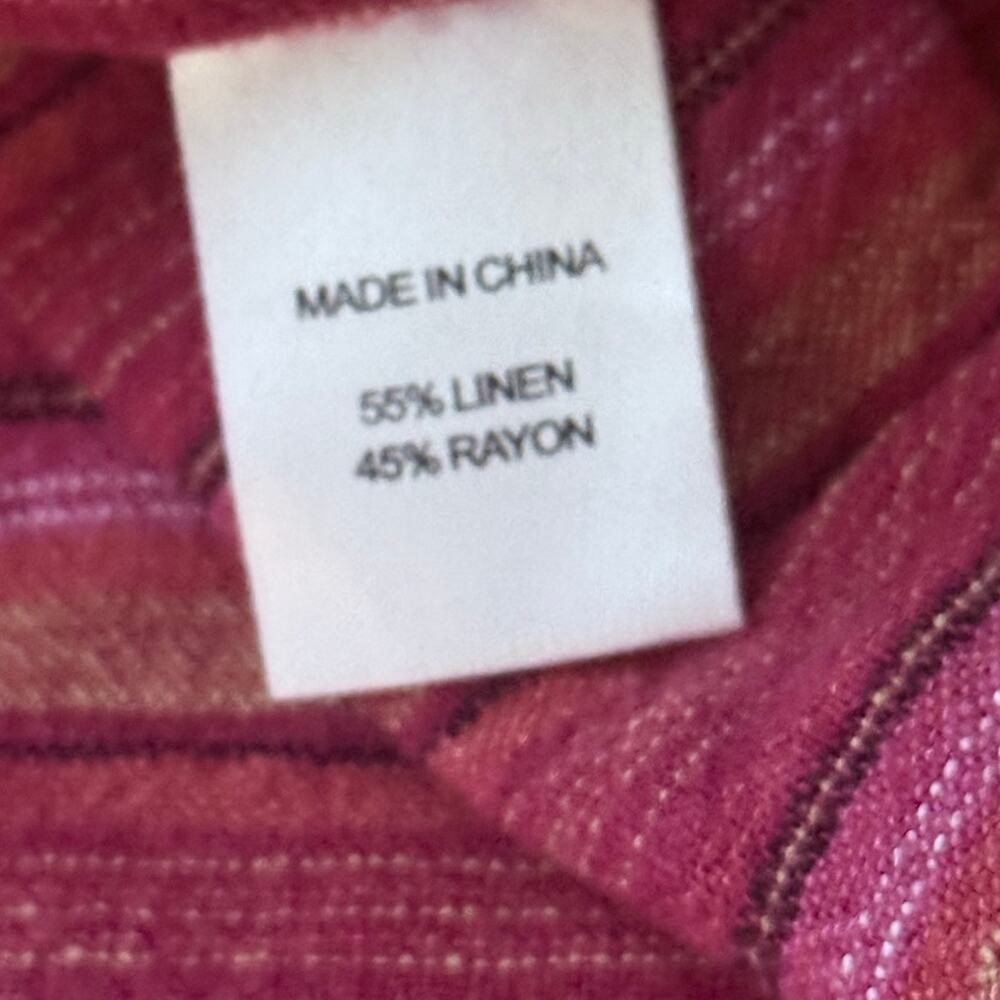 DREW Anthro red magenta split leg striped linen Emerson strapless jumpsuit - Picture 9 of 9